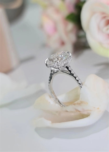 3.0 Ct Oval Hidden Halo D-VVS Lab Grown Diamond Engagement Ring