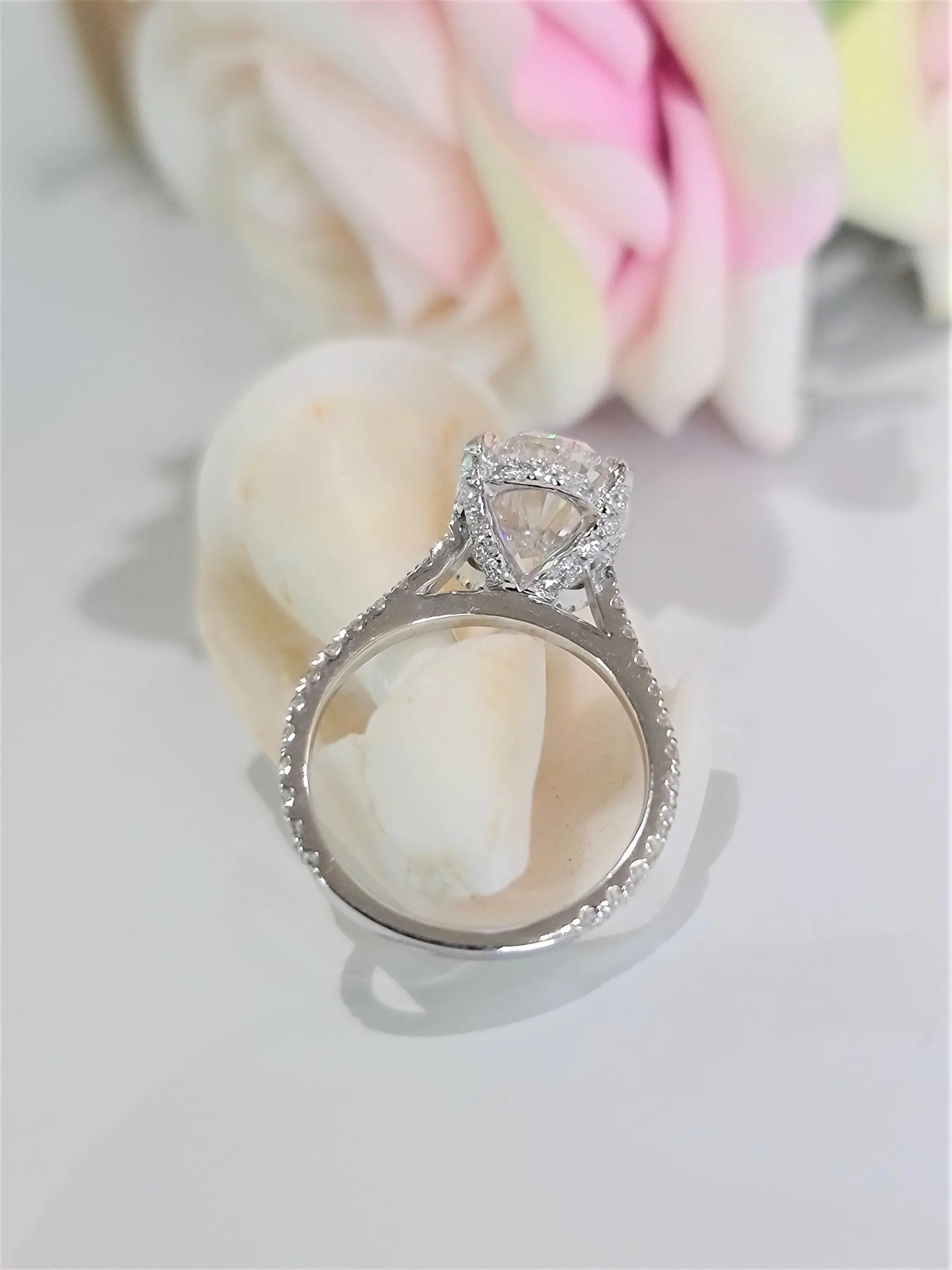 3.0 Ct Oval Hidden Halo D-VVS Lab Grown Diamond Engagement Ring