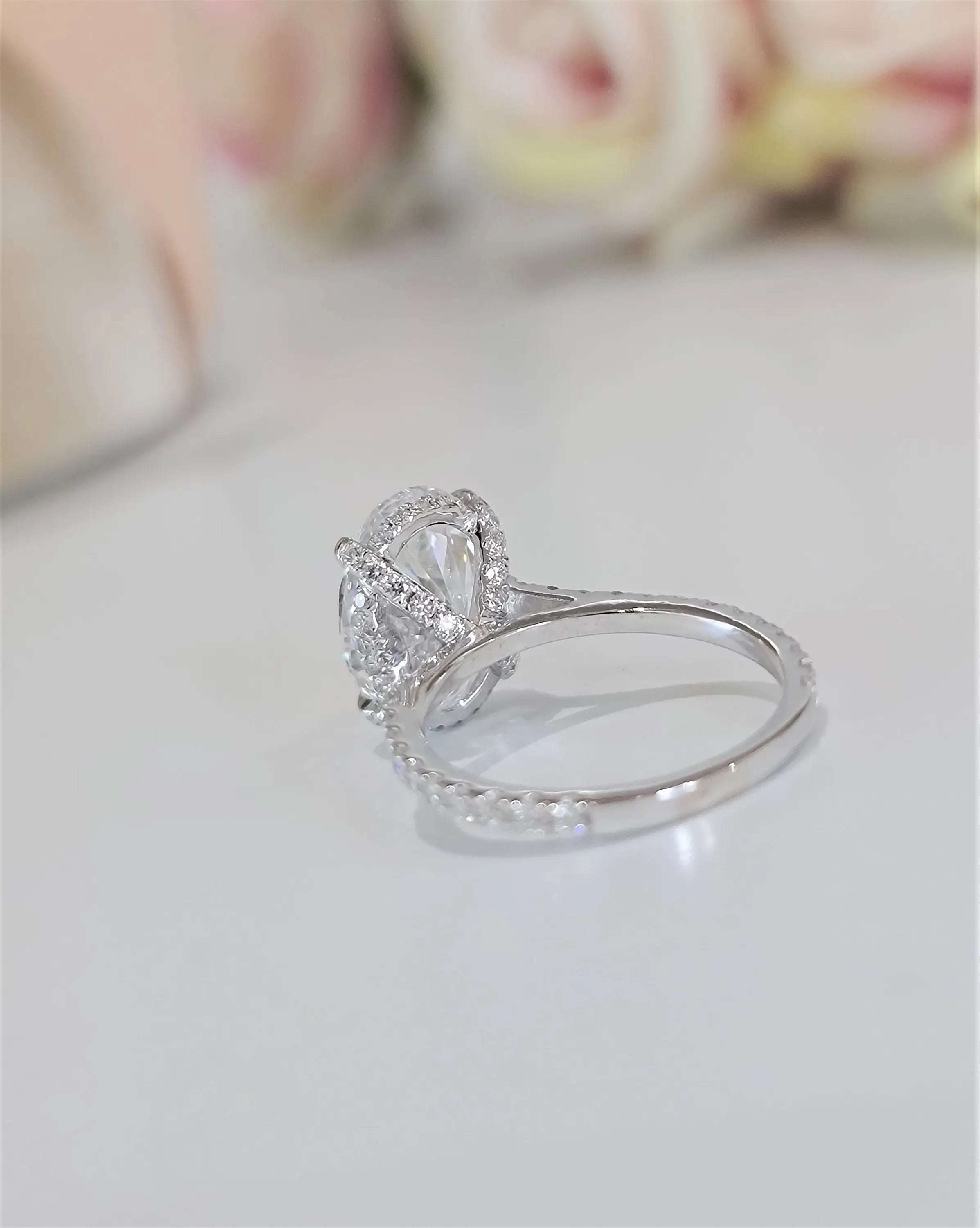3.0 Ct Oval Hidden Halo D-VVS Lab Grown Diamond Engagement Ring