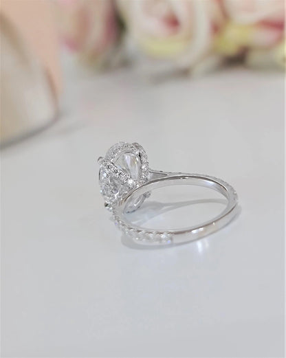 3.0 Ct Oval Hidden Halo D-VVS Lab Grown Diamond Engagement Ring