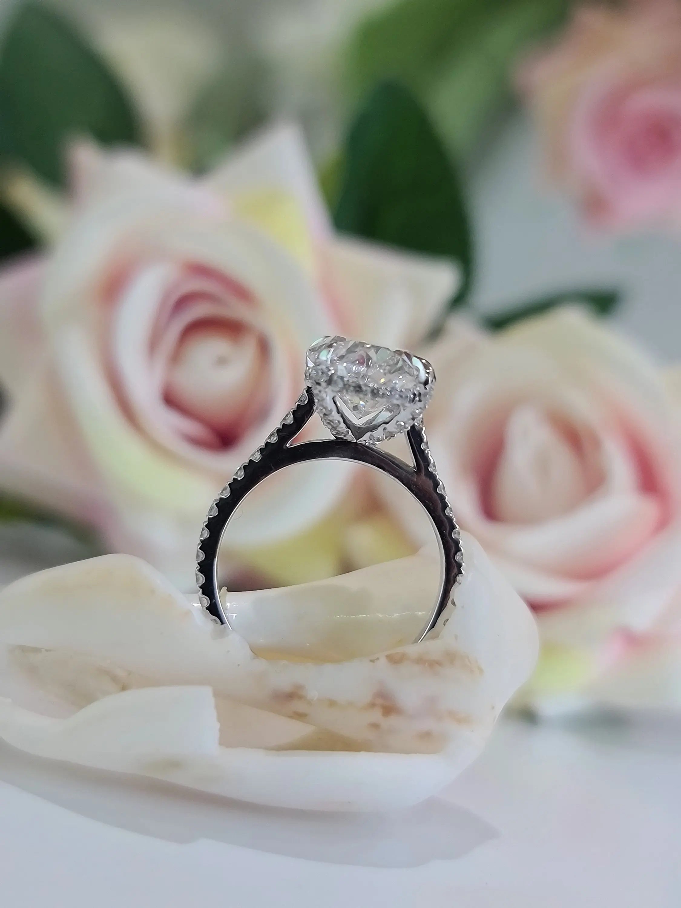 3.0 Ct Oval Hidden Halo D-VVS Lab Grown Diamond Engagement Ring
