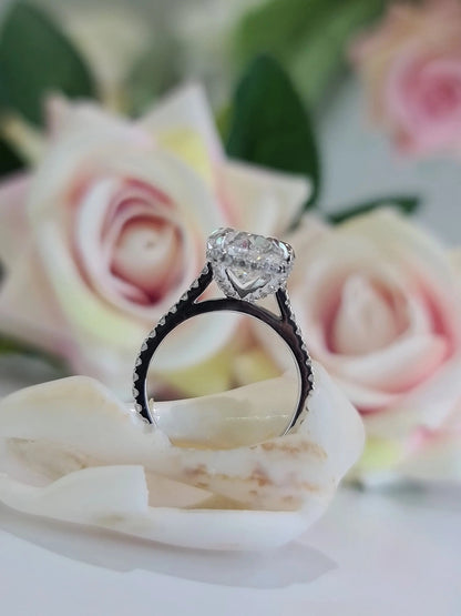 3.0 Ct Oval Hidden Halo D-VVS Lab Grown Diamond Engagement Ring
