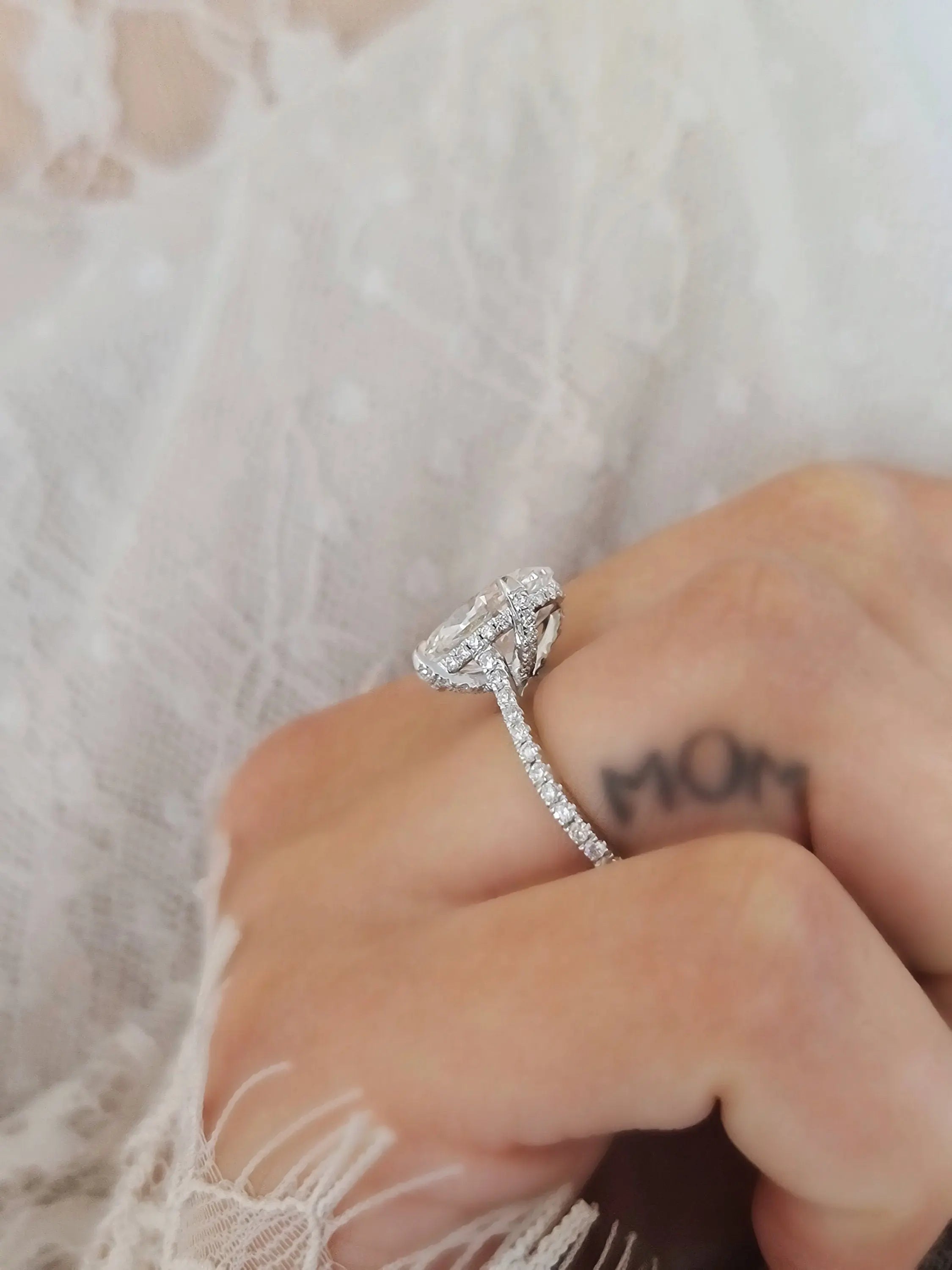 3.0 Ct Oval Hidden Halo D-VVS Lab Grown Diamond Engagement Ring