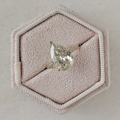 3.0 Ct Pear D- VVS Lab Grown Diamond Hidden Halo Engagement Ring
