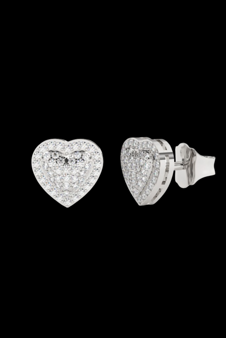 Iced Out Heart Shape Moissanite VVS Diamond Earrings