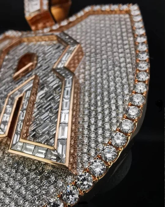 Moissanite VVS Diamond Custom Font Shield Design Luxury Pendant