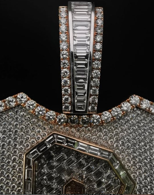 Moissanite VVS Diamond Custom Font Shield Design Luxury Pendant