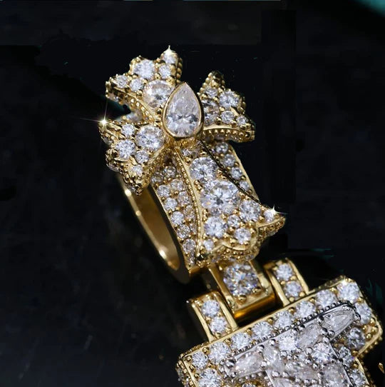 Custom Luxury Letter Pendant VVS Moissanite Diamond Flower Accents Cross Hook Pendant
