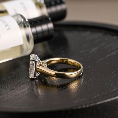 Solid Gold Two Tone 3mm Radiant Cut Moissanite Engagement Ring, Anniversary Gift for Her