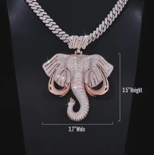 Luxury Fully Iced Elephant Face Number Animal Jewelry Moissanite Diamond Pendant