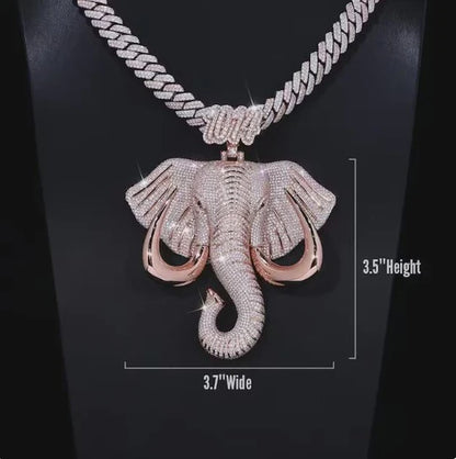 Luxury Fully Iced Elephant Face Number Animal Jewelry Moissanite Diamond Pendant
