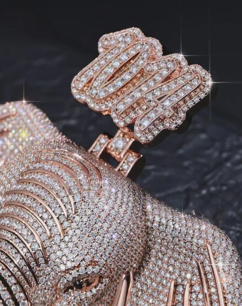 Luxury Fully Iced Elephant Face Number Animal Jewelry Moissanite Diamond Pendant