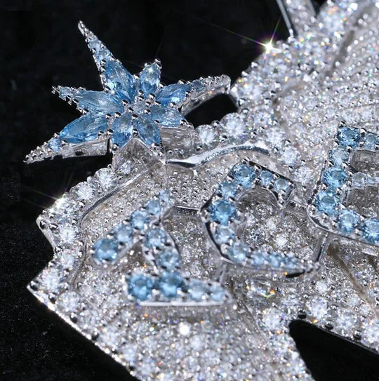 Custom Iced Moissanite Diamond 3 CT Oval Shape Blue Star Accents Luxury Pendant