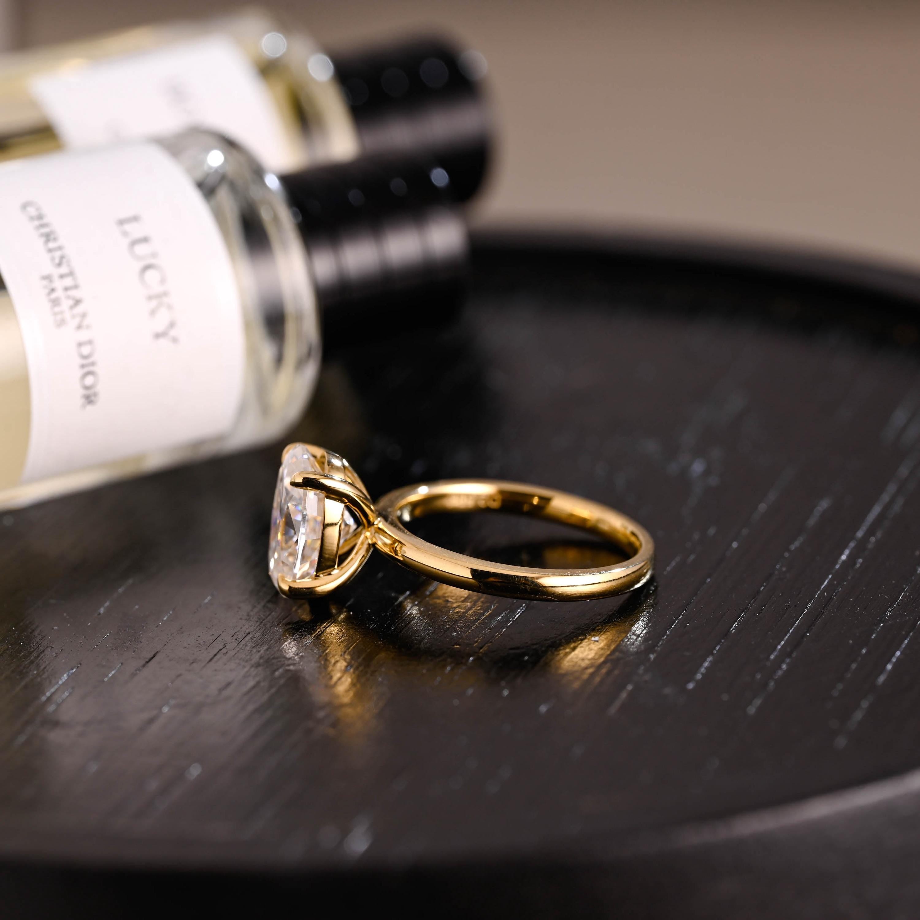 Solid Gold Oval Moissanite Engagement Ring, Solitaire Proposal Ring, Anniversary Gift for Women