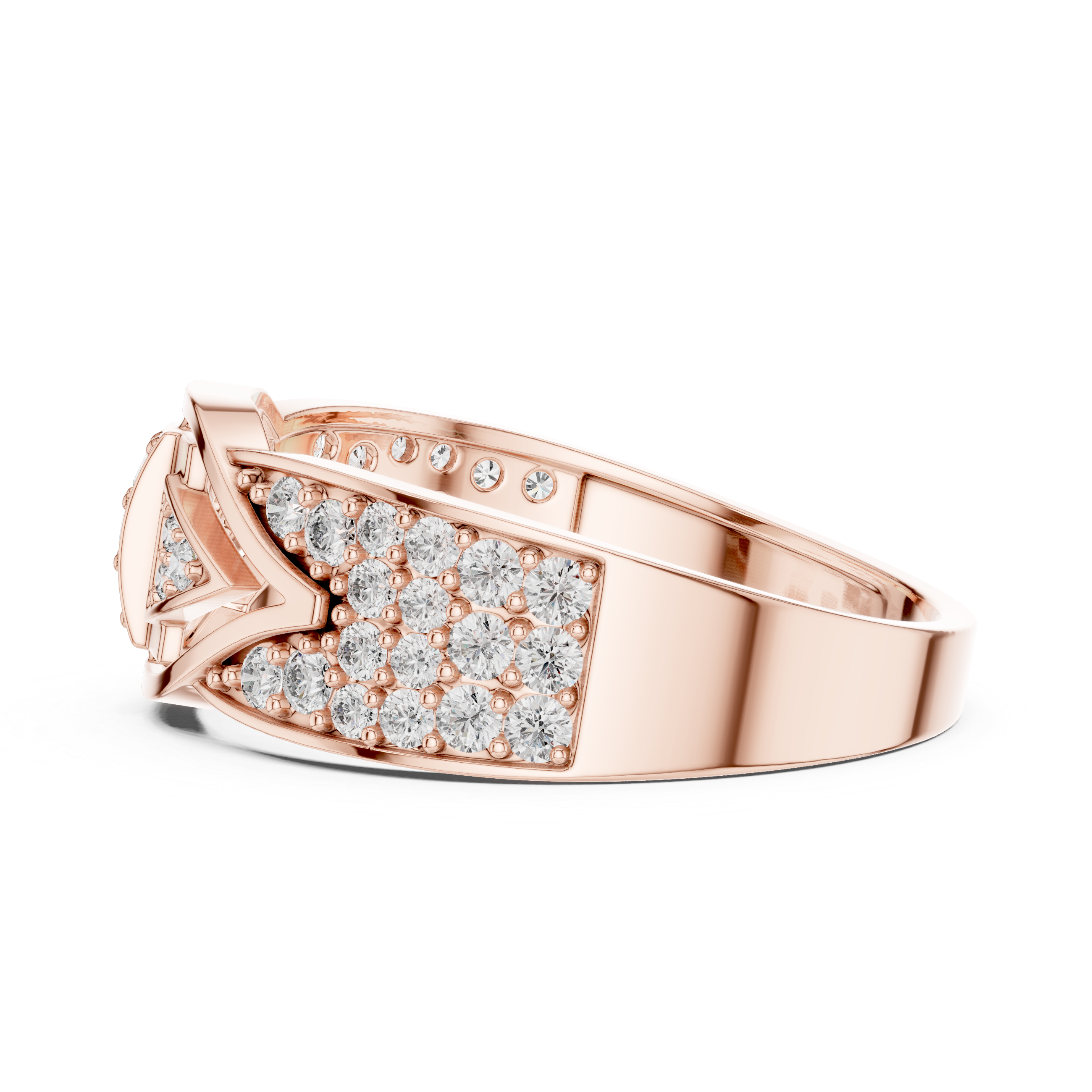 Stylish Men’s Statement Ring with Round-Cut Lab-Grown Diamonds