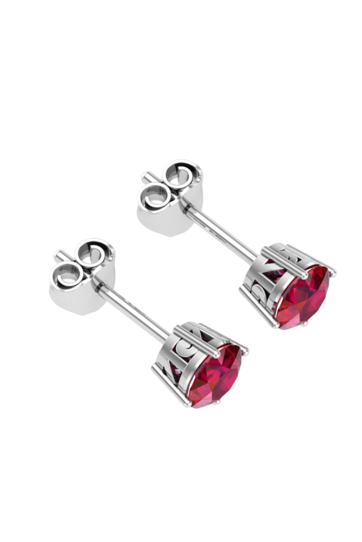 Red Round 2 CT VVS Moissanite Diamond Earrings