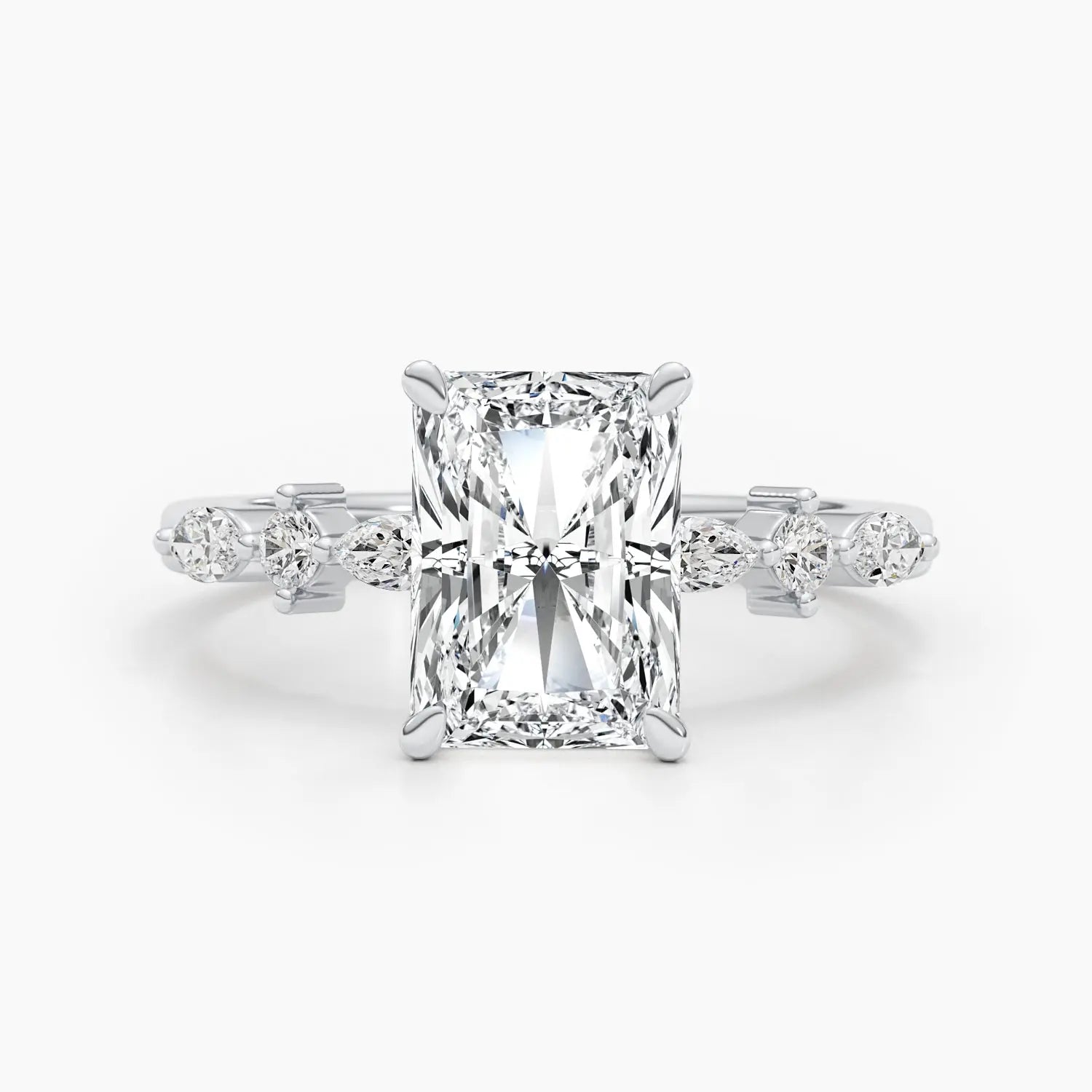 4.0 ct Radiant D- VVS Lab Grown Diamond Dainty Engagement Ring