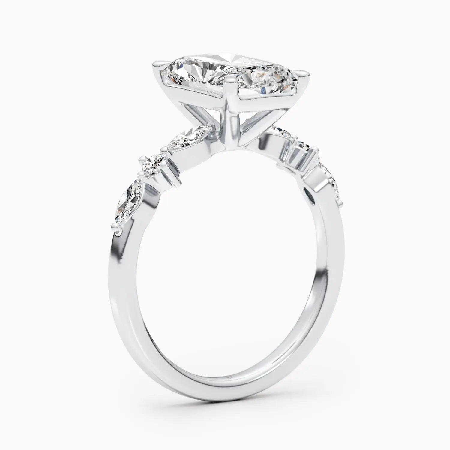 4.0 ct Radiant D- VVS Lab Grown Diamond Dainty Engagement Ring