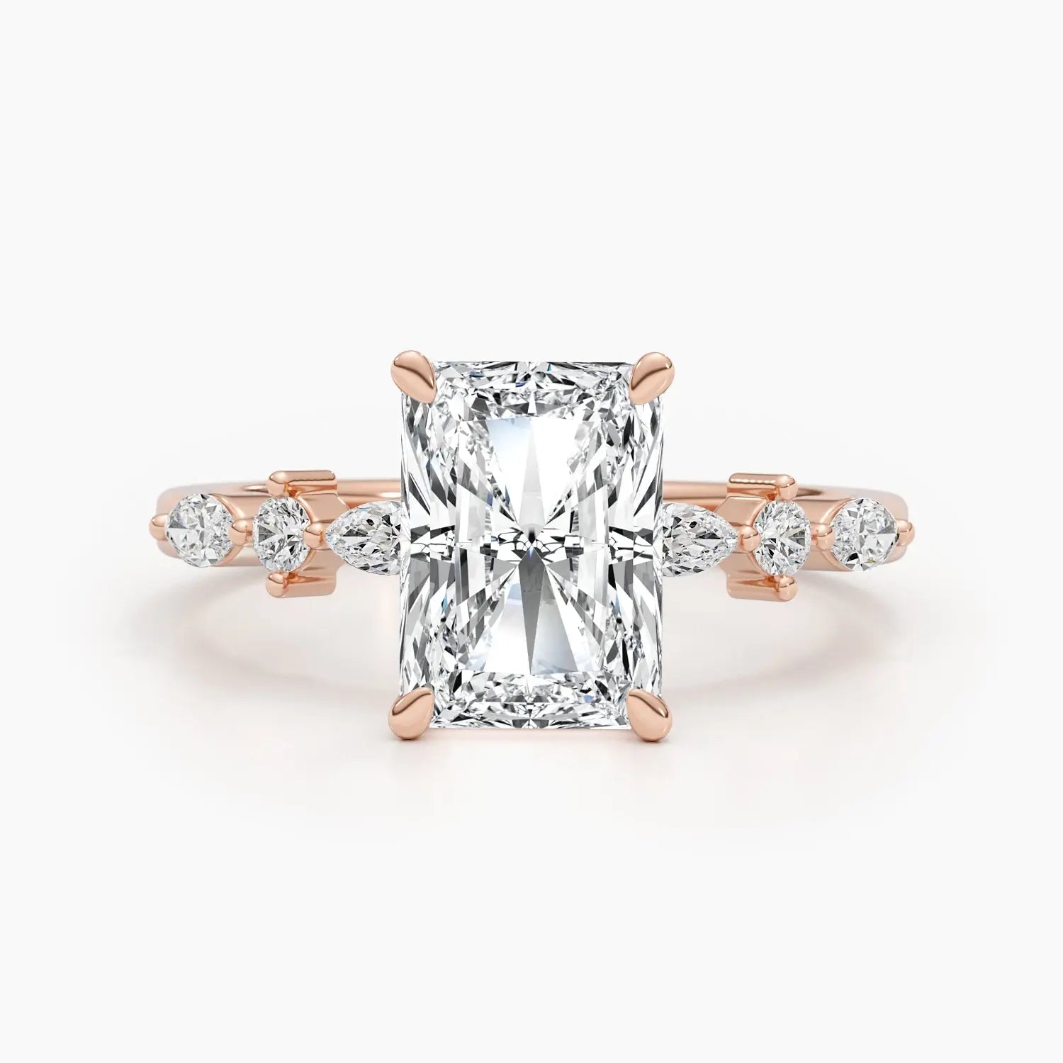 4.0 ct Radiant D- VVS Lab Grown Diamond Dainty Engagement Ring