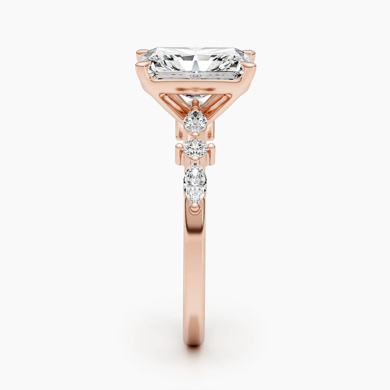 4.0 ct Radiant D- VVS Lab Grown Diamond Dainty Engagement Ring