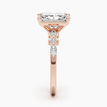 4.0 ct Radiant D- VVS Lab Grown Diamond Dainty Engagement Ring