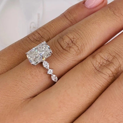 4.0 ct Radiant D- VVS Lab Grown Diamond Dainty Engagement Ring