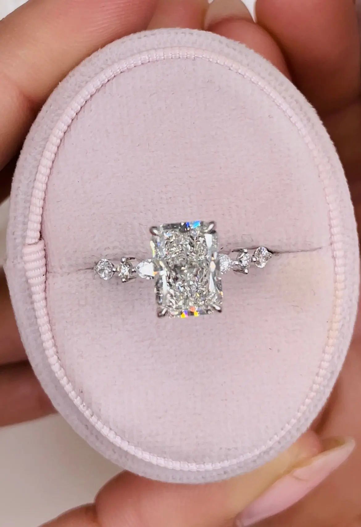 4.0 ct Radiant D- VVS Lab Grown Diamond Dainty Engagement Ring