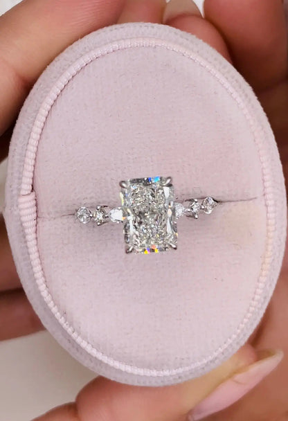 4.0 ct Radiant D- VVS Lab Grown Diamond Dainty Engagement Ring