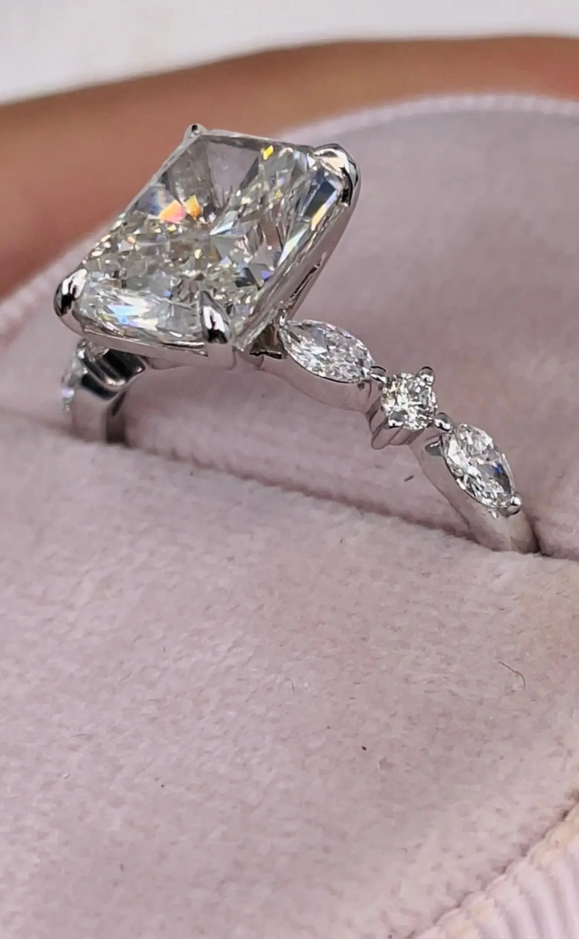 4.0 ct Radiant D- VVS Lab Grown Diamond Dainty Engagement Ring