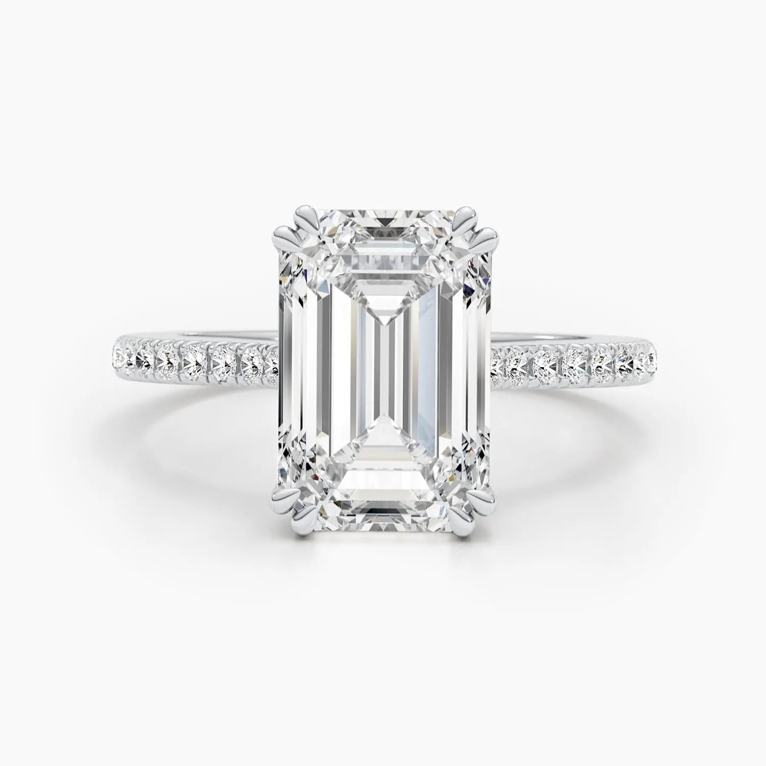 3.0 Ct Emerald D- VVS Lab Grown Diamond Hidden Halo Engagement Ring