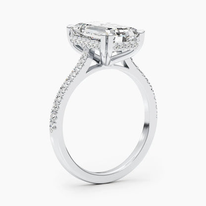 3.0 Ct Emerald D- VVS Lab Grown Diamond Hidden Halo Engagement Ring