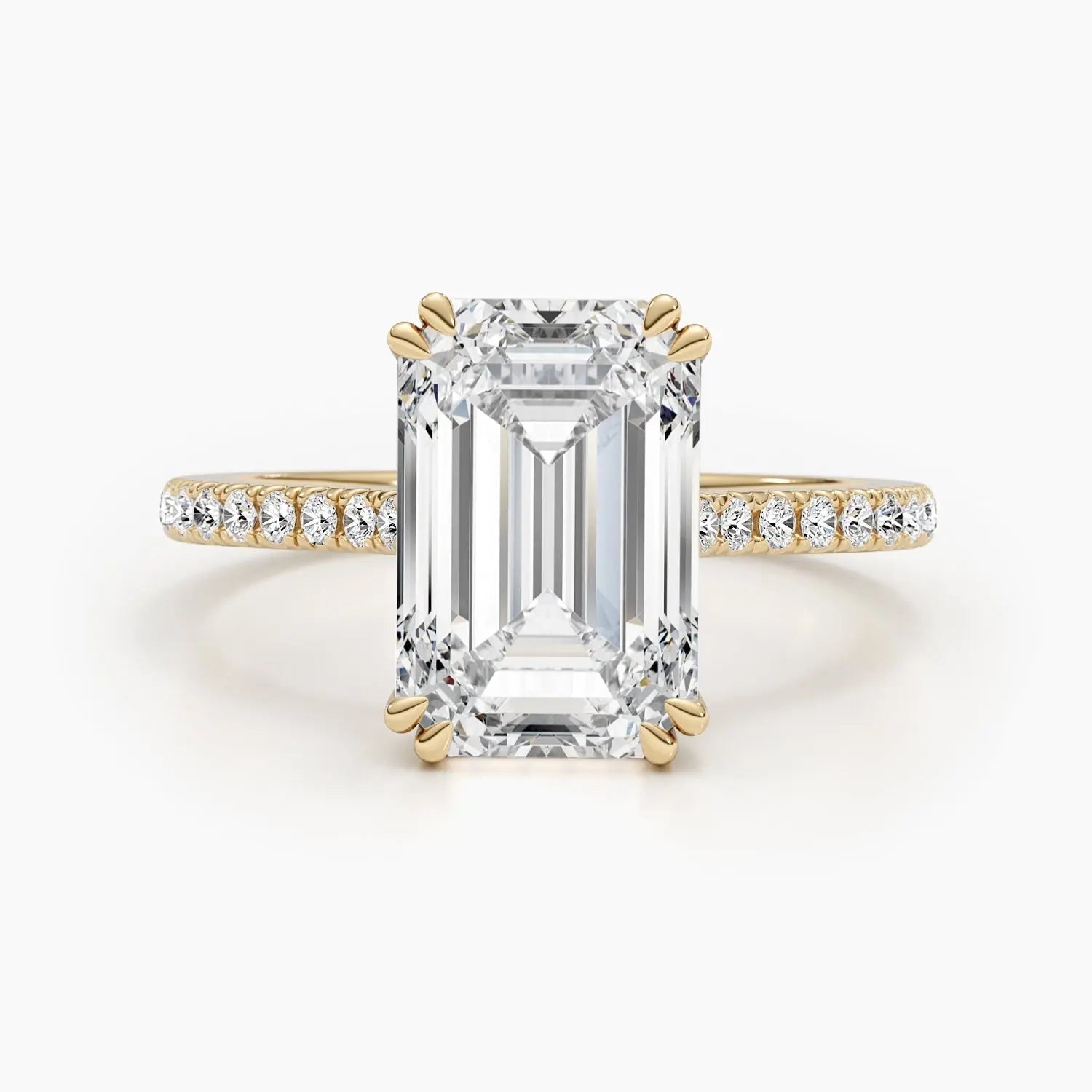 3.0 Ct Emerald D- VVS Lab Grown Diamond Hidden Halo Engagement Ring