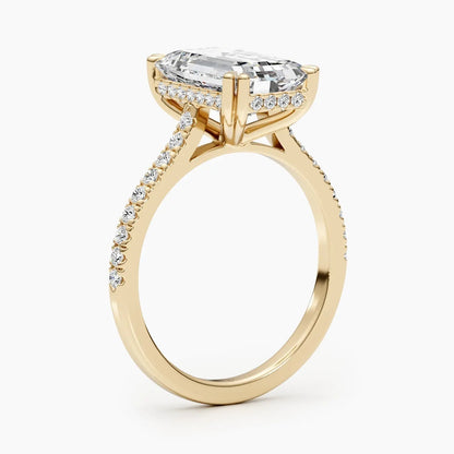 3.0 Ct Emerald D- VVS Lab Grown Diamond Hidden Halo Engagement Ring