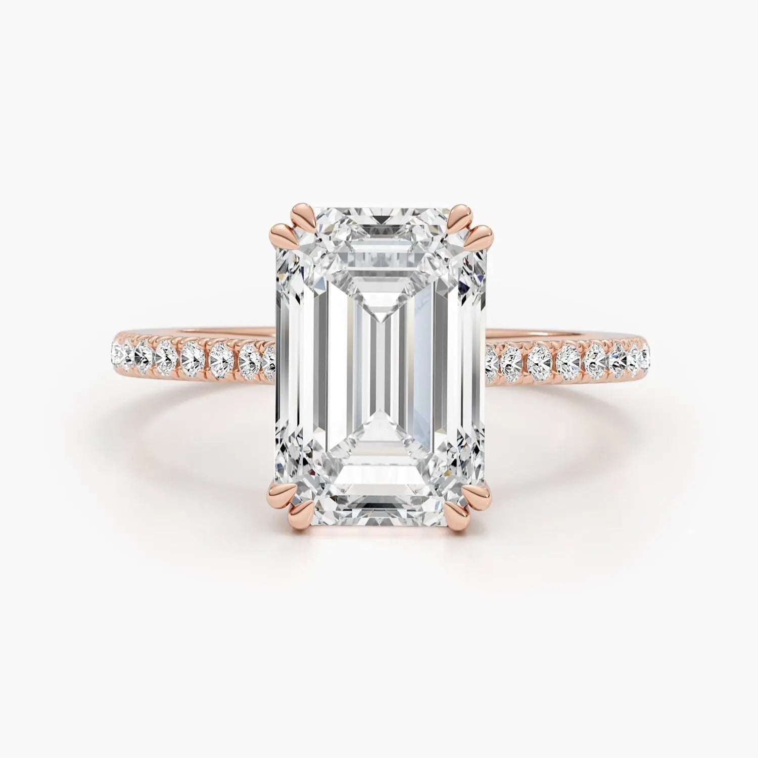 3.0 Ct Emerald D- VVS Lab Grown Diamond Hidden Halo Engagement Ring