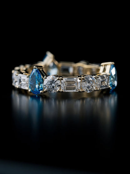 Moissanite VVS Diamond Mixed Diamond Blue Stone Tennis Luxury Chain