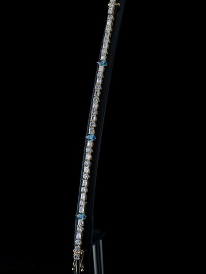 Moissanite VVS Diamond Mixed Diamond Blue Stone Tennis Luxury Chain