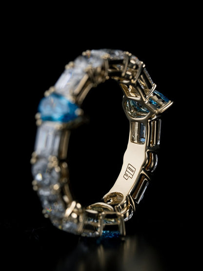 Moissanite VVS Diamond Mixed Diamond Blue Stone Tennis Luxury Chain