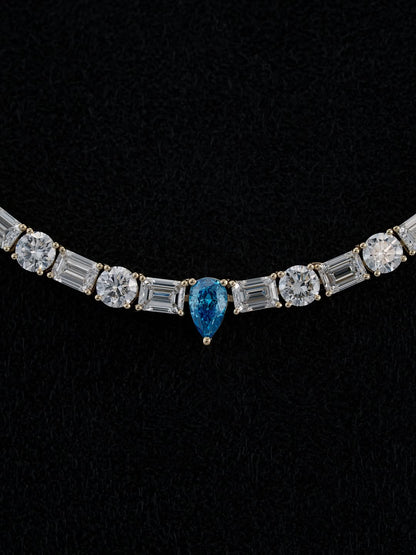 Moissanite VVS Diamond Mixed Diamond Blue Stone Tennis Luxury Chain