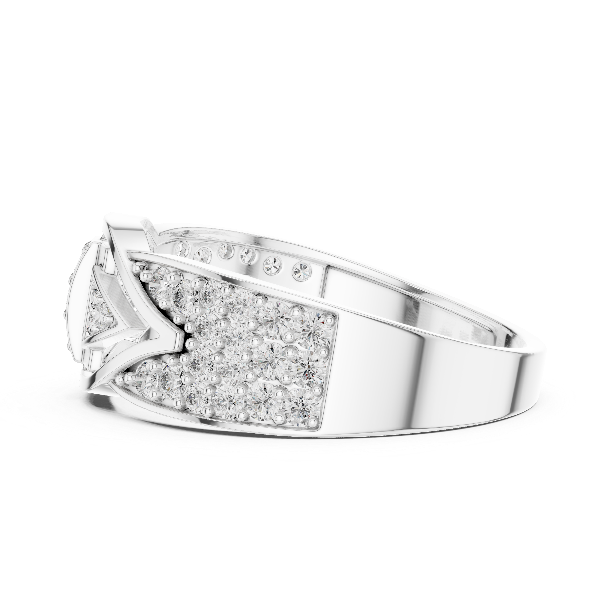 Stylish Men’s Statement Ring with Round-Cut Lab-Grown Diamonds