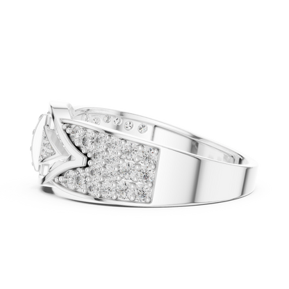 Stylish Men’s Statement Ring with Round-Cut Lab-Grown Diamonds