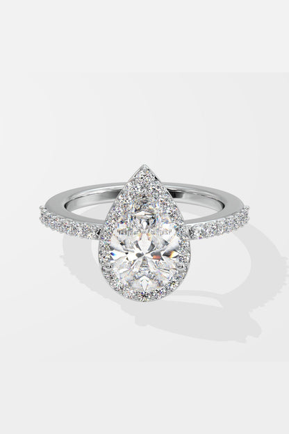 2.0 CT Pear Cut Lab Grown Diamond Pave Set Solitaire Diamond Ring