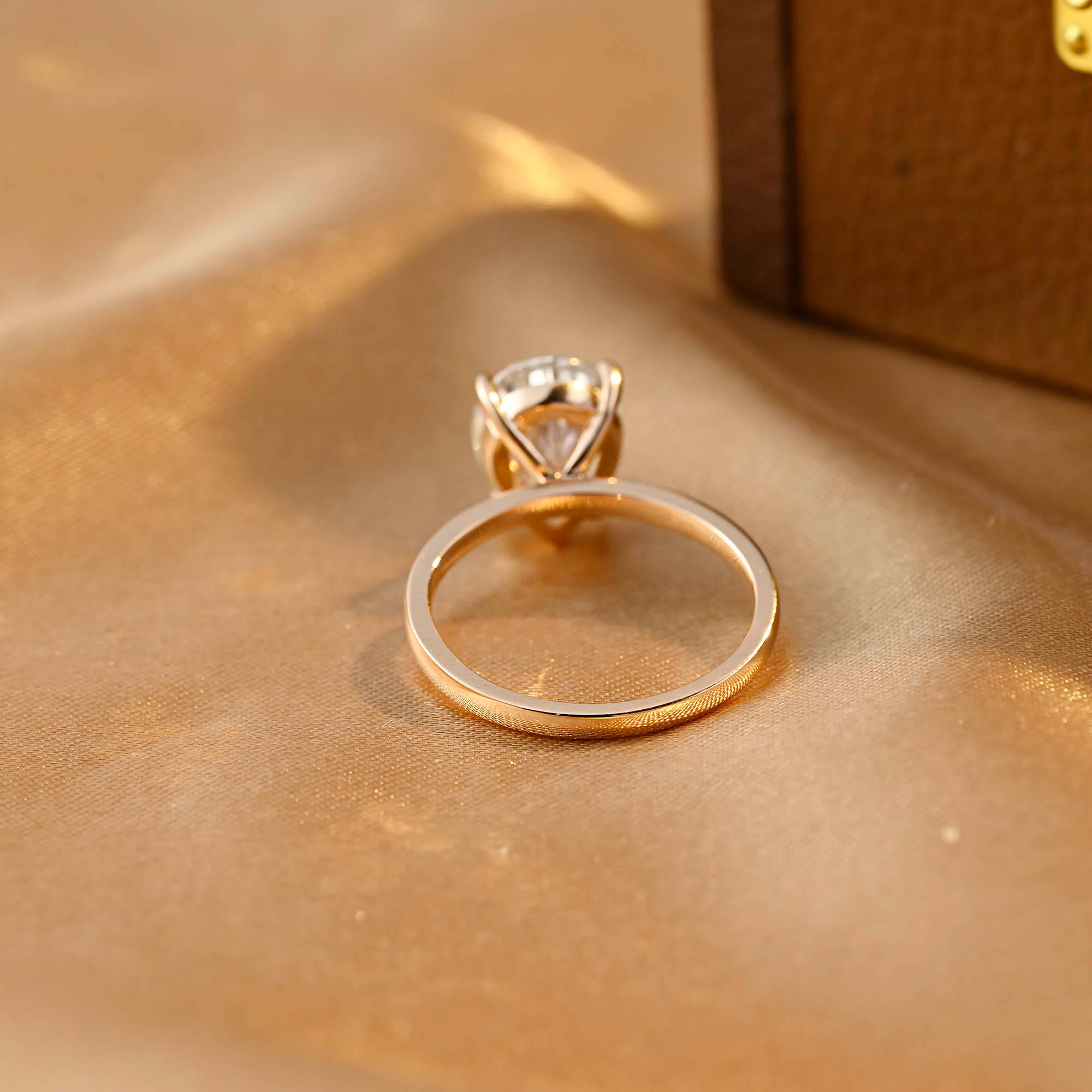 Solid Gold Pear Cut Solitaire Tear Drop Moissanite Engagement Ring, Anniversary Ring for Women, Moissanite Gifts