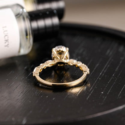 Solid Gold Oval Cut Moissanite Engagement Ring, Anniversary Gift Birthday Gift for Women