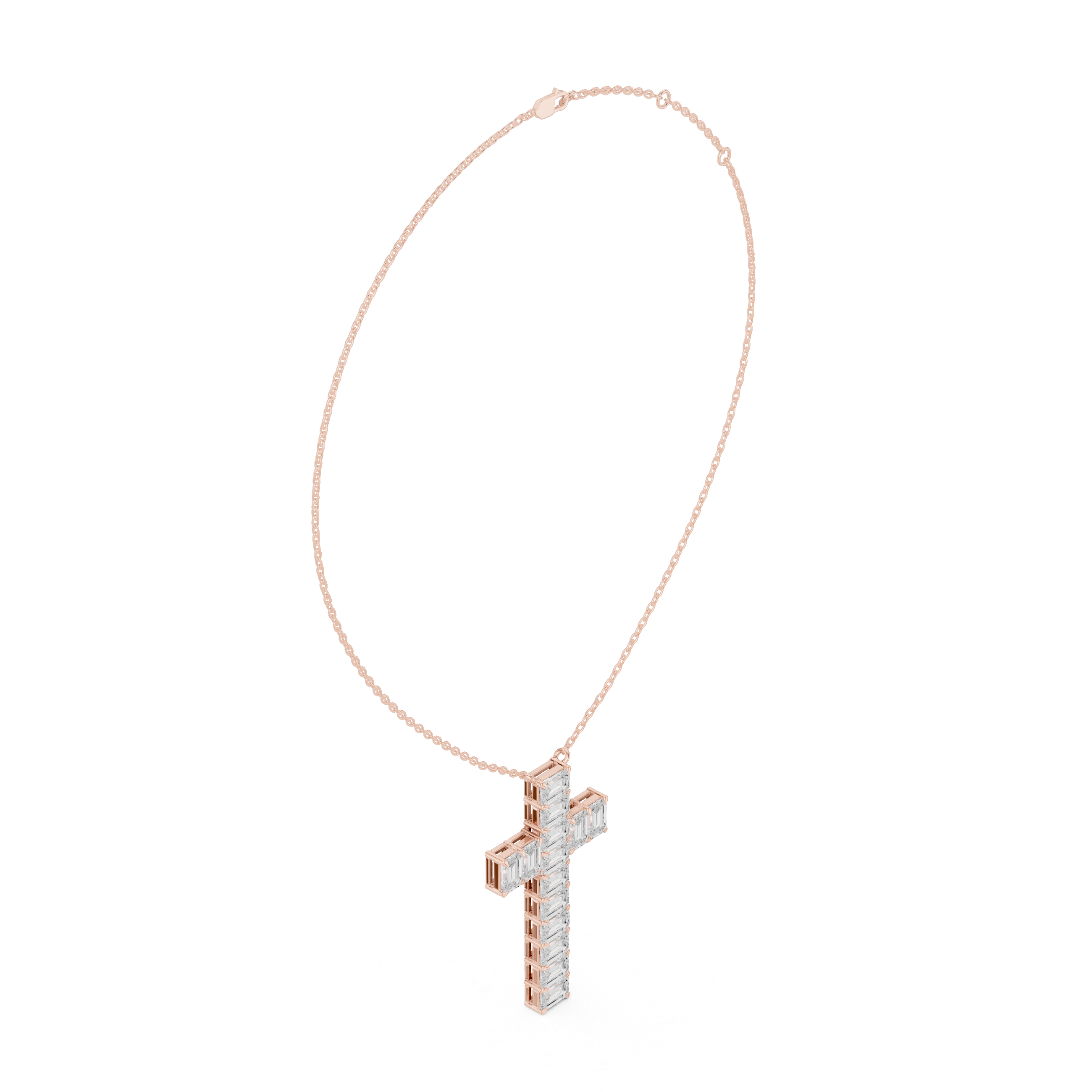 Elegant 0.5-Carat Emerald-Cut VVS Moissanite Diamond Cross Pendant