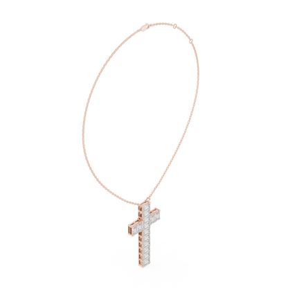 Elegant 0.5-Carat Emerald-Cut VVS Moissanite Diamond Cross Pendant