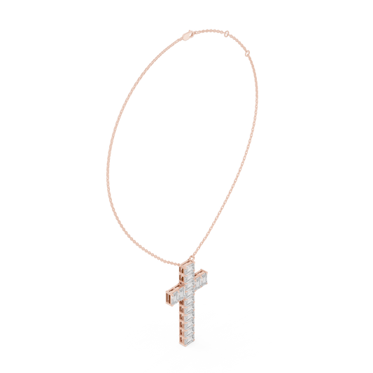 Elegant 0.5-Carat Emerald-Cut VVS Moissanite Diamond Cross Pendant