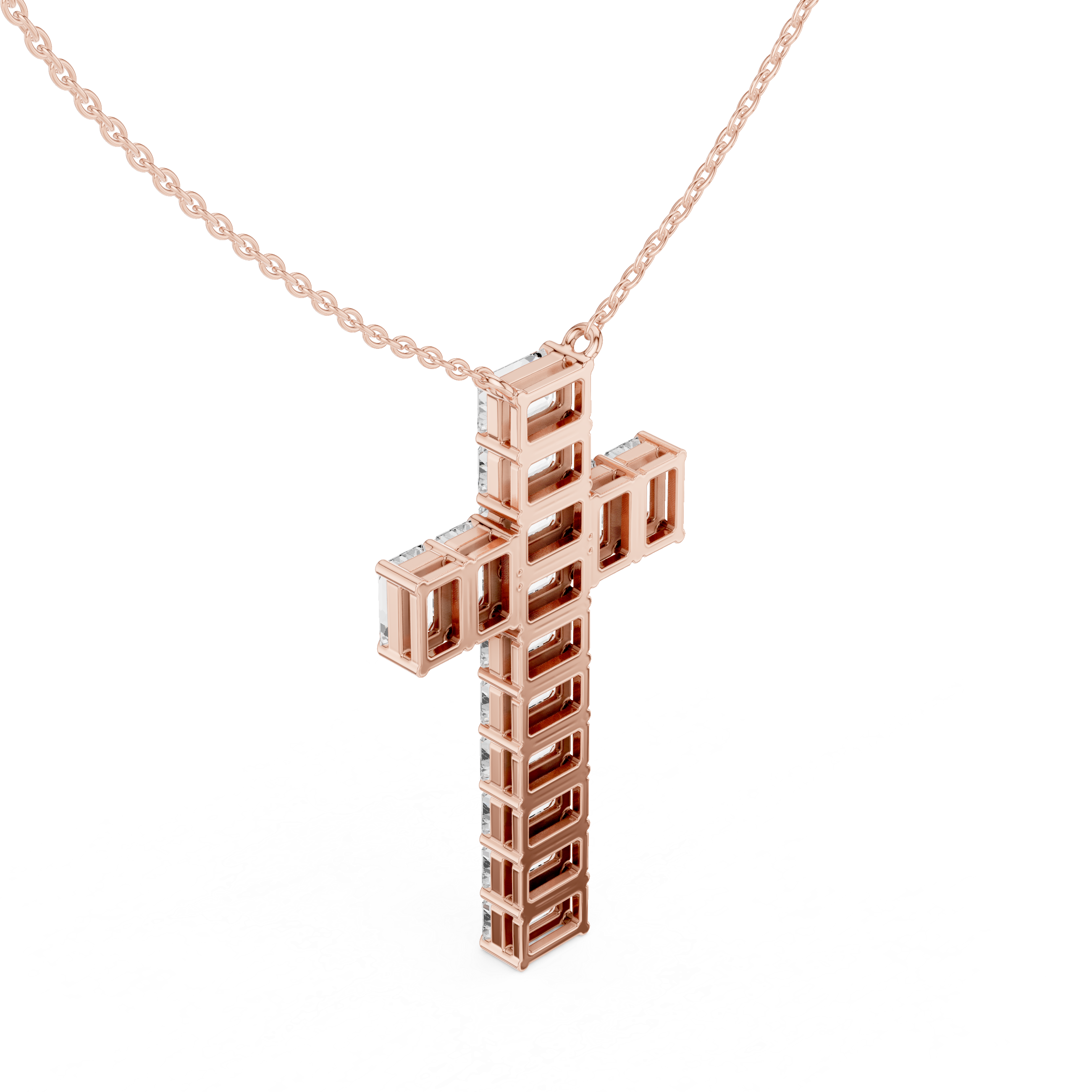 Elegant 0.5-Carat Emerald-Cut VVS Moissanite Diamond Cross Pendant