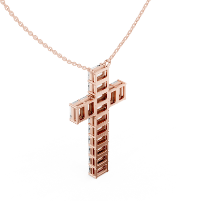 Elegant 0.5-Carat Emerald-Cut VVS Moissanite Diamond Cross Pendant