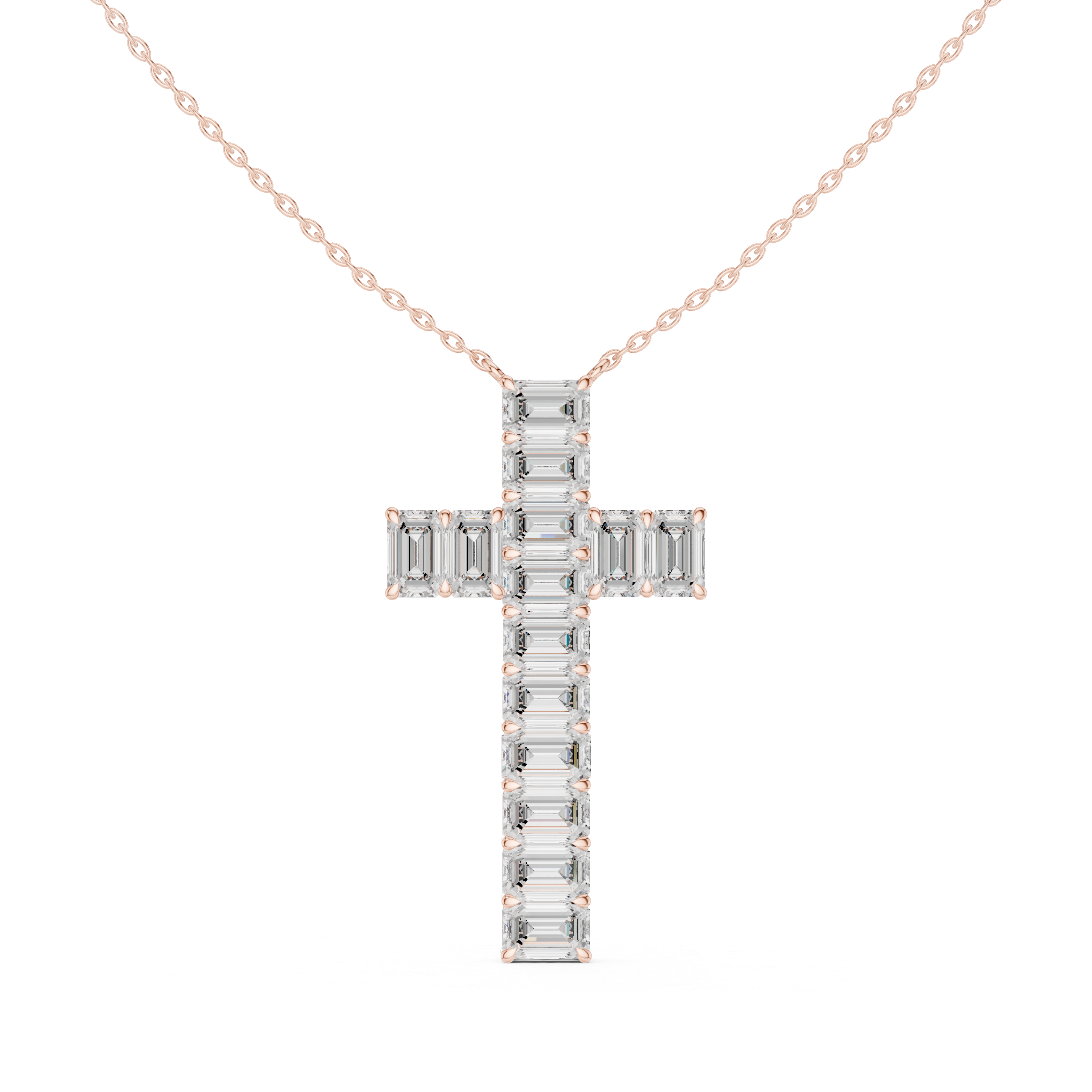 Elegant 0.5-Carat Emerald-Cut VVS Moissanite Diamond Cross Pendant