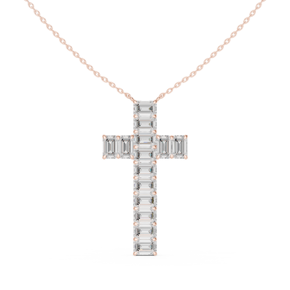Elegant 0.5-Carat Emerald-Cut VVS Moissanite Diamond Cross Pendant